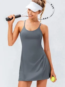 Robe de tennis à bretelles Jewel Neck Backless Activewear pour femme