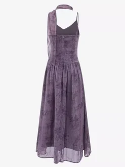 Robe de tous les jours pour femme violet foncé en polyester gainante sans manches bretelles décolleté.