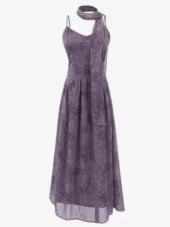 Robe de tous les jours pour femme violet foncé en polyester gainante sans manches bretelles décolleté.