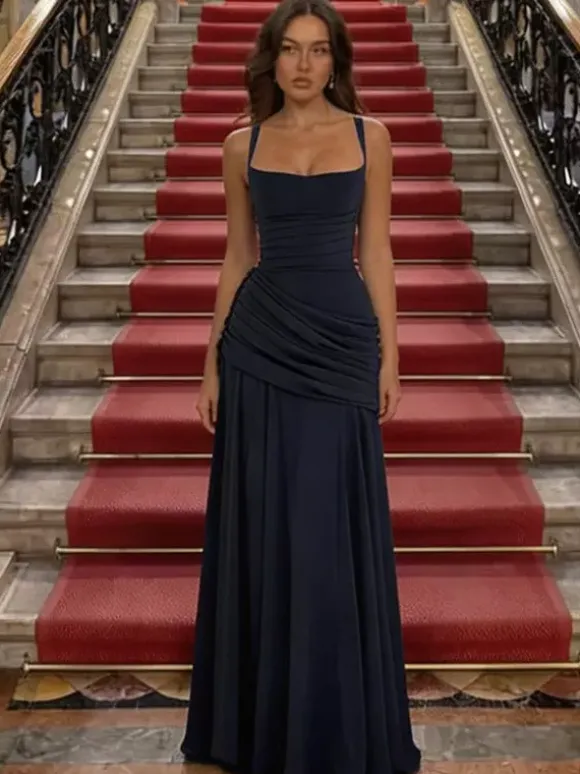 Robe de vacances jaune crème à fronces robe maxi élégante pour femme style soirée
