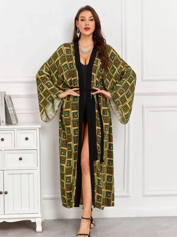 Robe de vacances oversize à manches longues imprimée rose décontractée