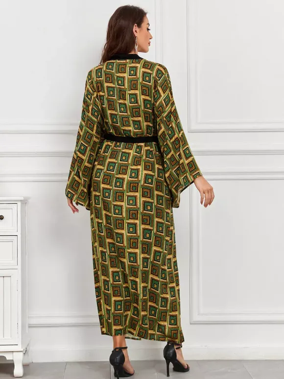 Robe de vacances oversize à manches longues imprimée rose décontractée