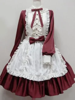 Robe Douce Lolita OP Maid Avec Noeuds Une Pièce Déguisements Halloween