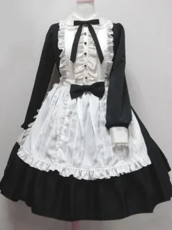 Robe Douce Lolita OP Maid Avec Noeuds Une Pièce Déguisements Halloween