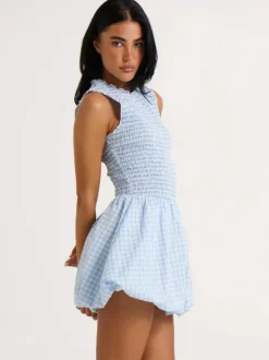 Robe d'été rose élégante mini-robe sans manches à col rond idéale pour une soirée en amoureux