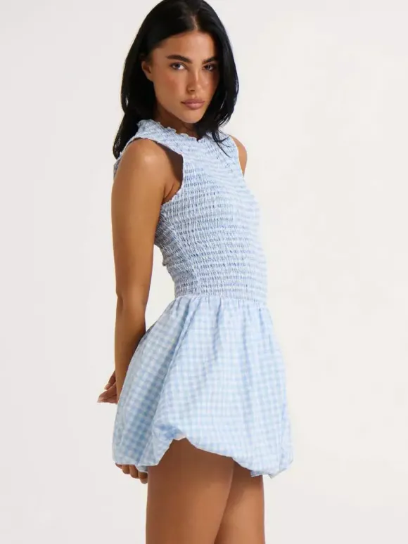 Robe d'été rose élégante mini-robe sans manches à col rond idéale pour une soirée en amoureux