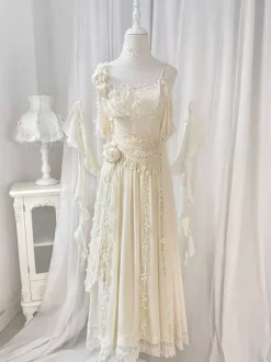 Robe Fairy Lolita à fleurs blanches robe de bal Lolita pour tea party