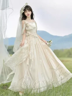 Robe Fairy Lolita à fleurs blanches robe de bal Lolita pour tea party