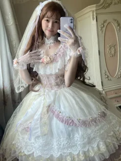 Robe Femme Sweet Lolita Mariage Tea Party Elizabeth Volants Dentelle À Manches