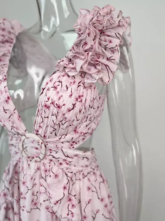 Robe fleurie fluide décolleté plongeant fente haute dos nu maxi robe bohème