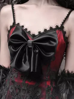 Robe Gothique Lolita Plumes Dentelle Noire JSK