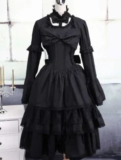 Robe gotique de Lolita noire en coton Déguisements