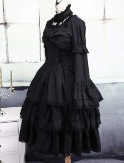 Robe gotique de Lolita noire en coton Déguisements