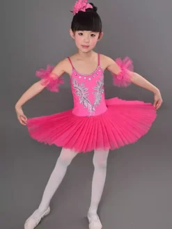 Robe justaucorps de performance en tutu de ballet Swan pour filles