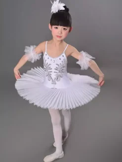 Robe justaucorps de performance en tutu de ballet Swan pour filles