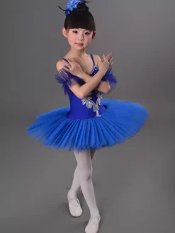 Robe justaucorps de performance en tutu de ballet Swan pour filles