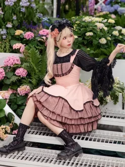 Robe Lolita classique en dentelle sans manches robe Lolita rose