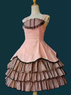 Robe Lolita classique en dentelle sans manches robe Lolita rose