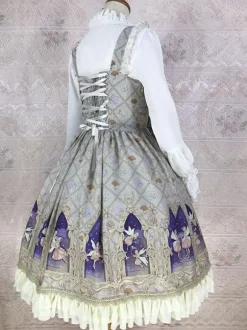 Robe Lolita classique en polyester sans manches n艙uds cyan classiques à volants tenue décontractée quotidienne pour le thé