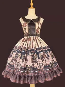 Robe Lolita classique n艙uds en coton robes Lolita jupe pull chocolat sans manches