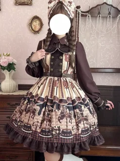 Robe Lolita classique n艙uds en coton robes Lolita jupe pull chocolat sans manches
