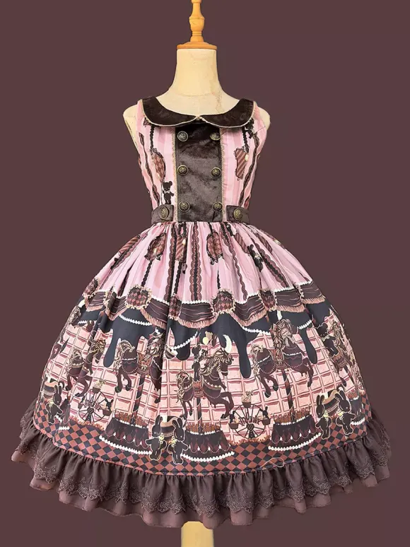 Robe Lolita classique n艙uds en coton robes Lolita jupe pull chocolat sans manches