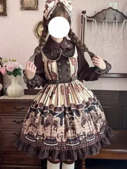 Robe Lolita classique n艙uds en coton robes Lolita jupe pull chocolat sans manches