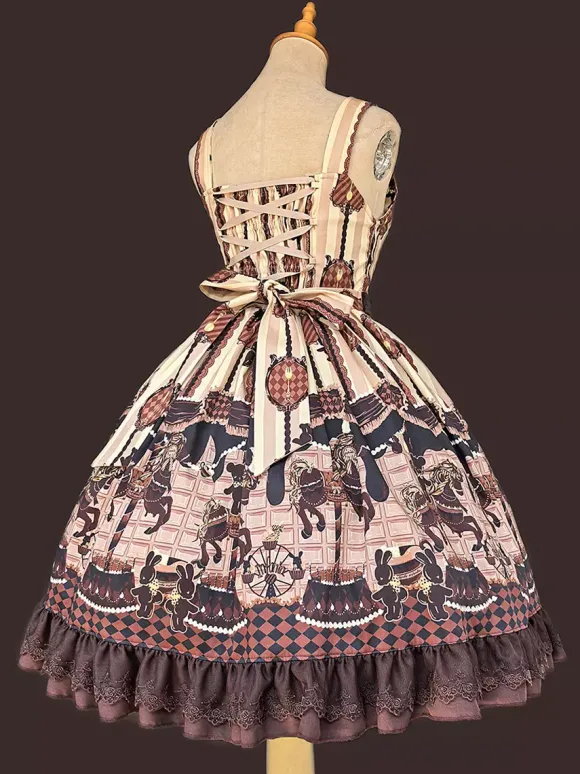 Robe Lolita classique n艙uds en coton robes Lolita jupe pull chocolat sans manches
