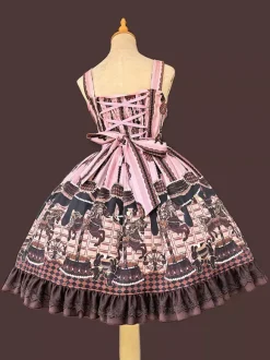 Robe Lolita classique n艙uds en coton robes Lolita jupe pull chocolat sans manches