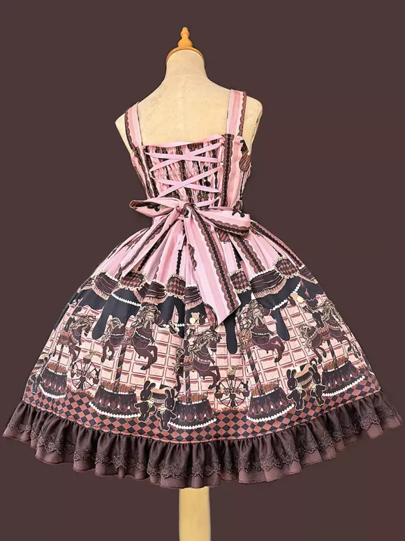 Robe Lolita classique n艙uds en coton robes Lolita jupe pull chocolat sans manches