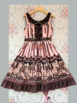 Robe Lolita classique n艙uds en coton robes Lolita jupe pull chocolat sans manches