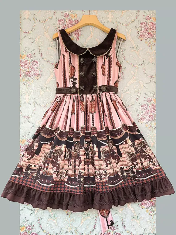 Robe Lolita classique n艙uds en coton robes Lolita jupe pull chocolat sans manches