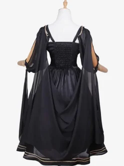 Robe Lolita Classique Polyester Manches Longues Robes Lolita Noir Or