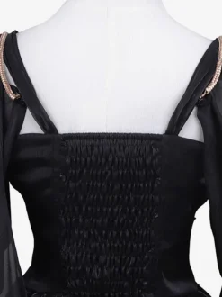 Robe Lolita Classique Polyester Manches Longues Robes Lolita Noir Or