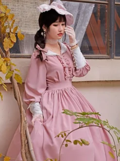 Robe Lolita Classique Polyester Volants Robes Lolita Manches Longues Classique Bleu Bébé