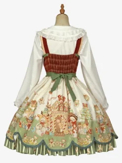 Robe Lolita douce en polyester avec n艙uds sans manches Robe Lolita de Noël douce