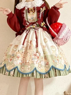 Robe Lolita douce en polyester avec n艙uds sans manches Robe Lolita de Noël douce