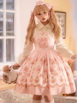 Robe Lolita douce en polyester sans manches jupe pull robe Lolita