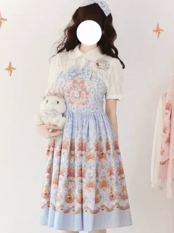 Robe Lolita douce en polyester sans manches jupe pull robe Lolita