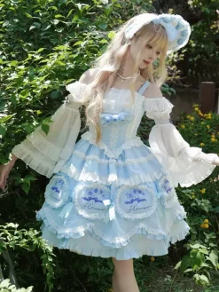 Robe Lolita douce en polyester sans manches jupe pull robe Lolita