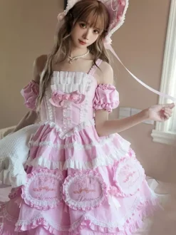 Robe Lolita douce en polyester sans manches jupe pull robe Lolita