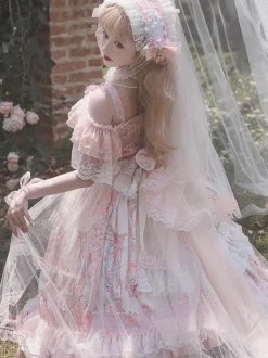 Robe Lolita douce en polyester robe de mariée Lolita sans manches robe de mariée Lolita