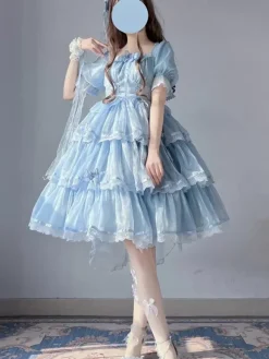 Robe Lolita douce à manches courtes Robe Lolita de conte de fées douce
