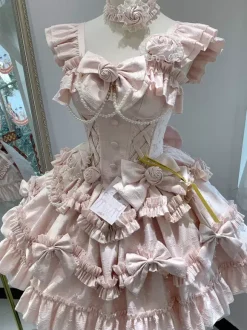 Robe Lolita Hime rouge dos nu en dentelle bandage volants n艙ud courte