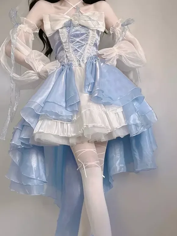 Robe Lolita Hime sans manches avec n艙ud doux et robe Lolita Tea Party