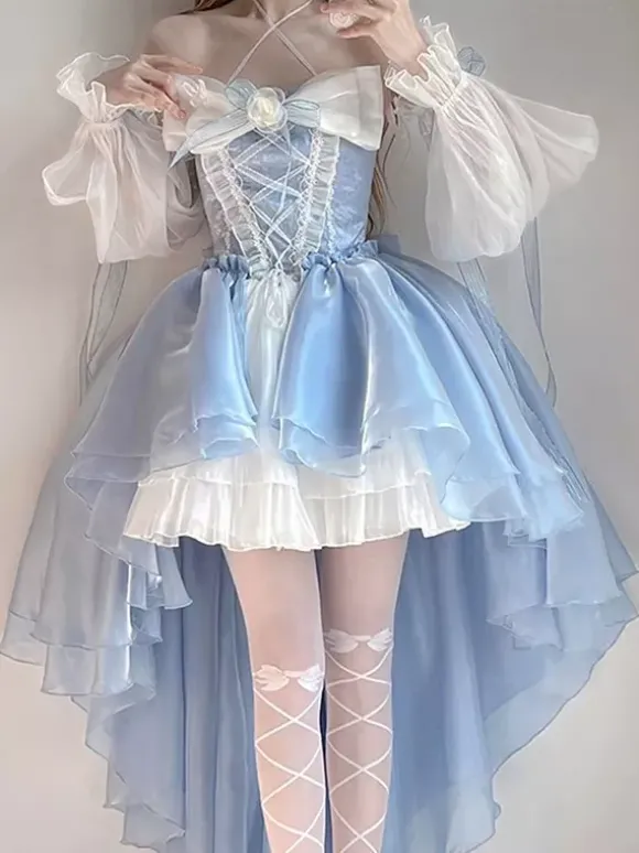 Robe Lolita Hime sans manches avec n艙ud doux et robe Lolita Tea Party