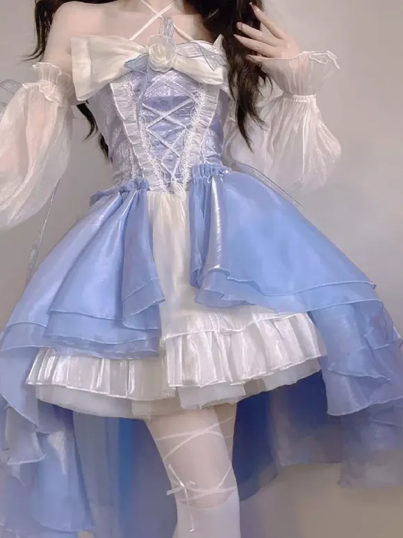 Robe Lolita Hime sans manches avec n艙ud doux et robe Lolita Tea Party