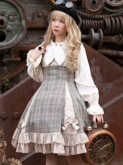 Robe Lolita JSK classique Camel Bows Jupe pull Lolita en polyester sans manches