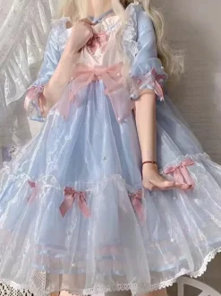 Robe Lolita Mignonne en Polyester manches courtes princesse OP robe d'été