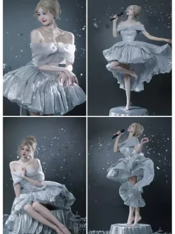 Robe Lolita nouée à épaules dénudées robe de princesse Sweet Fairy JSK n艙ud tour de cou et brassards